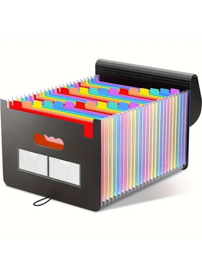 Black Expandable Plastic File Box 25 Pocket Organizer For Paper Documents Receipts A4 Letter Size - Image 5